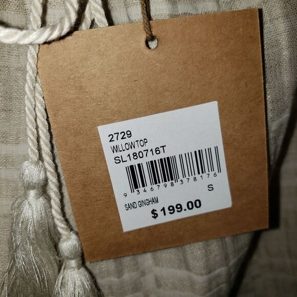 Stevie May Boho Willowtop Sand Gingham Linen Top - Picture 5 of 9